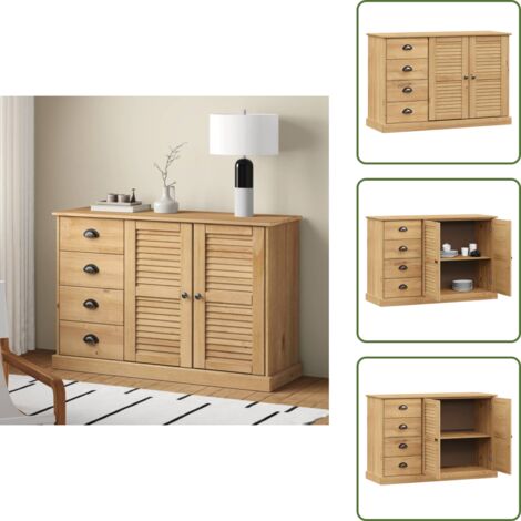 Credenza per soggiorno - vidaXL Credenza con Cassetti VIGO 113x40x75 cm Legno Massello di Pino - Credenza per corridoio