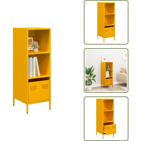 Credenza per soggiorno - vidaXL Credenza Giallo Senape 35x39x103,5 cm in Acciaio - Credenza per camera da letto