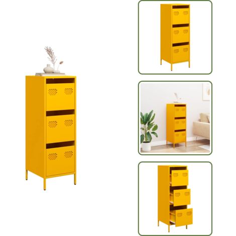 Credenza per soggiorno - vidaXL Credenza Giallo Senape 39x35x103,5 cm in Acciaio - Credenza per camera da letto