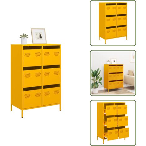 Credenza per soggiorno - vidaXL Credenza Giallo Senape 68x39x101,5 cm in Acciaio - Credenza per camera da letto