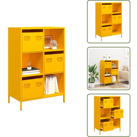 Credenza per soggiorno - vidaXL Credenza Giallo Senape 68x39x103,5 cm in Acciaio - Credenza per camera da letto