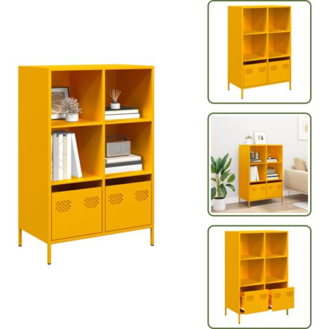 Credenza per soggiorno - vidaXL Credenza Giallo Senape 68x39x103,5 cm in Acciaio - Credenza per camera da letto