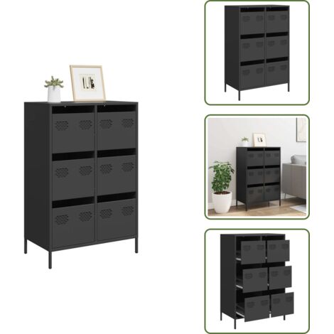 Credenza per soggiorno - vidaXL Credenza Nera 68x39x101,5 cm in Acciaio - Credenza per camera da letto