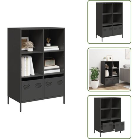 Credenza per soggiorno - vidaXL Credenza Nera 68x39x103,5 cm in Acciaio - Credenza per camera da letto