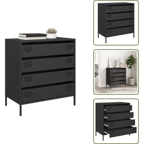 Credenza per soggiorno - vidaXL Credenza Nera 68x39x73,5 cm in Acciaio Laminato a Freddo - Credenza per camera da letto