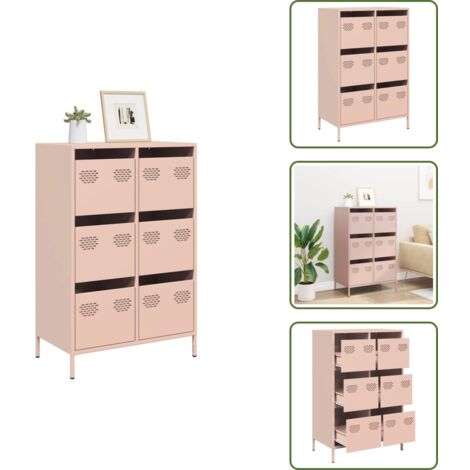 Credenza per soggiorno - vidaXL Credenza Rosa 68x39x101,5 cm in Acciaio - Credenza per camera da letto