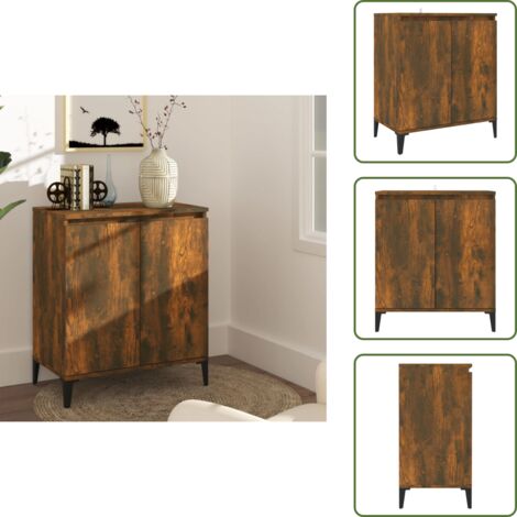 Credenza per soggiorno - vidaXL Credenza Rovere Fumo 60x35x70 cm in Legno Multistrato - Credenza multifunzionale