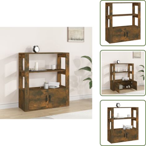 Credenza per soggiorno - vidaXL Credenza Rovere Fumo 80x30x90 cm in Legno Multistrato - Credenza con ripiani