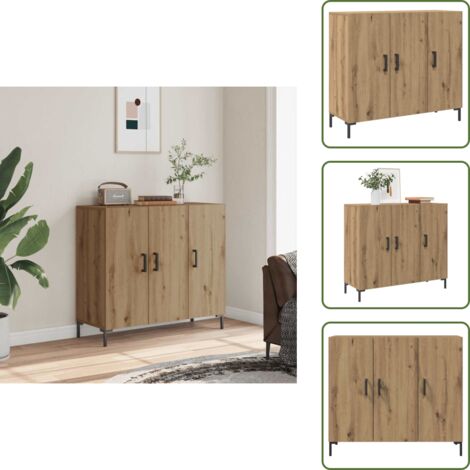 Credenza per stanza - vidaXL Credenza Rovere Artigianale 90x34x80 cm in Legno Multistrato - Credenza con ante
