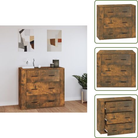 Credenza per stanza - vidaXL Credenza Rovere Fumo 80x33x70 cm in Legno Multistrato - Credenza in legno multistrato fumo