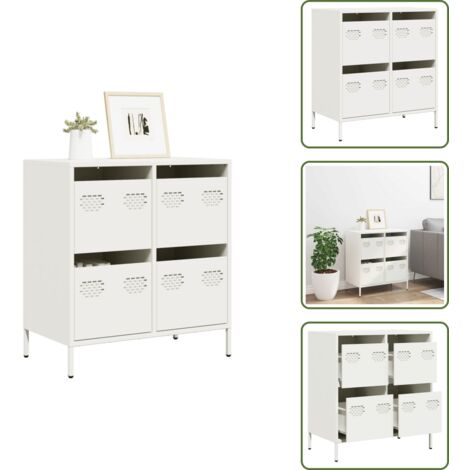 Credenza per ufficio - vidaXL Credenza Bianca 68x39x73,5 cm in Acciaio Laminato a Freddo - Credenza con cassetti