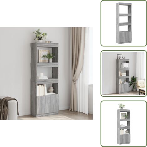 Credenza per ufficio - vidaXL Credenza Grigio Sonoma 63x33x180 cm in Truciolato - Credenza con mobiletto basso