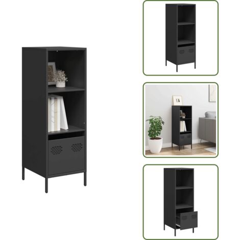 Credenza per ufficio - vidaXL Credenza Nera 35x39x103,5 cm in Acciaio - Credenza per soggiorno