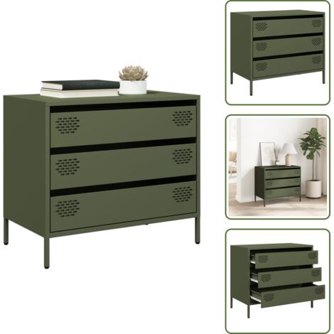 Credenza per ufficio - vidaXL Credenza Verde Oliva 68x39x58,5 cm in Acciaio Laminato a Freddo - Credenza con cassetti