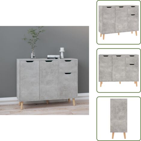 Credenza per zona giorno - vidaXL Credenza Grigio Cemento 90x30x72 cm in Legno Multistrato - Credenza con vano