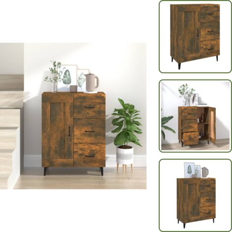 Credenza per zona giorno - vidaXL Credenza Rovere Fumo 69,5x34x90 cm in Legno Multistrato - Credenza con scomparti