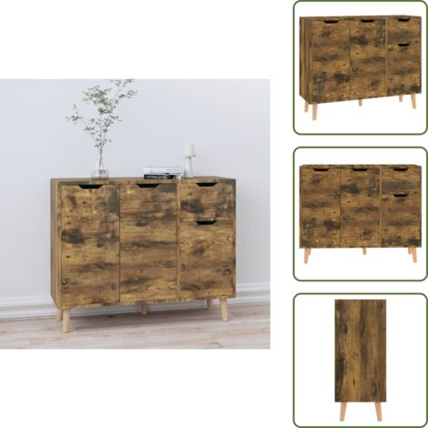 Credenza per zona giorno - vidaXL Credenza Rovere Fumo 90x30x72 cm in Legno Multistrato - Credenza con piano decorativo