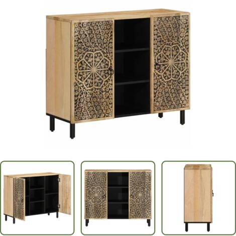 Credenza retrò -  Credenza 90x33x75 cm in Legno Massello di Mango