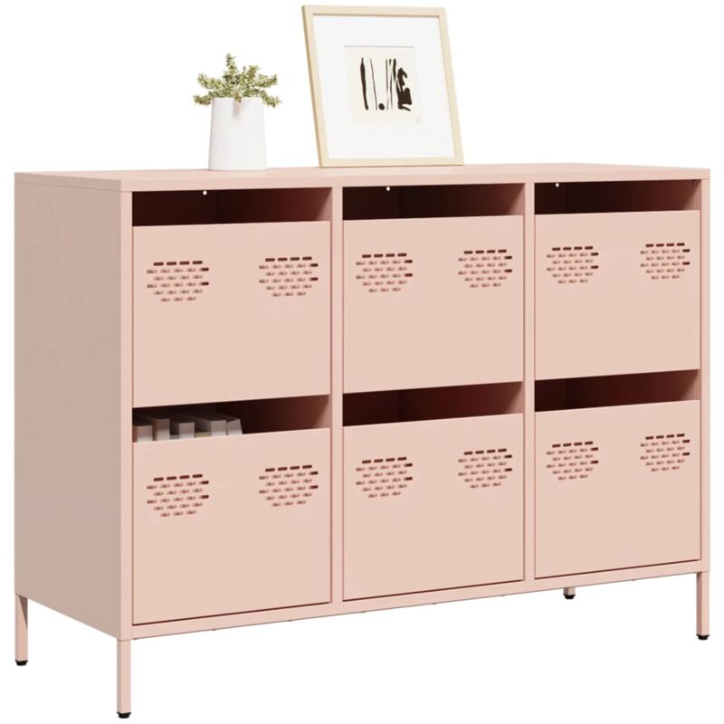 Credenza Rosa 101,5x39x73,5 cm in Acciaio Laminato a Freddo - Vidaxl