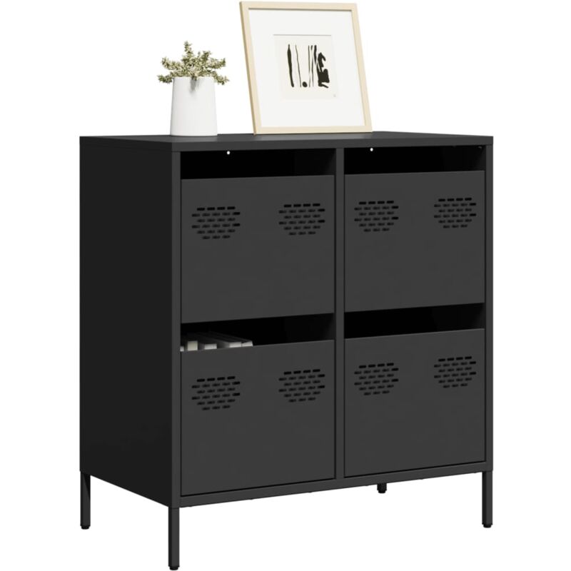 Credenza Nera 68x39x73,5 cm in Acciaio Laminato a Freddo - Vidaxl