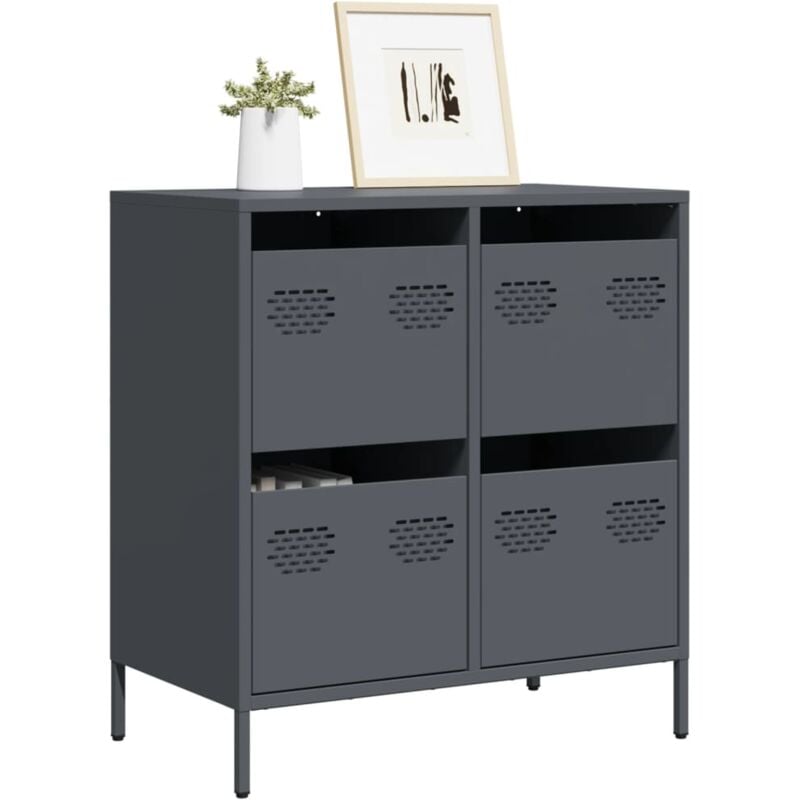 Credenza Antracite 68x39x73,5 cm in Acciaio Laminato a Freddo - Vidaxl