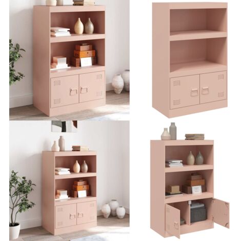 Credenza Rosa 67x39x107 cm in Acciaio - Credenza rosa - Credenza con maniglie