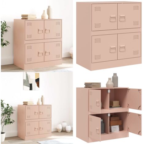 Credenza Rosa 67x39x73 cm in Acciaio - Credenza rosa - Credenza con ante