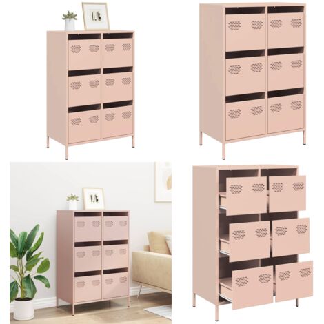 Credenza Rosa 68x39x101,5 cm in Acciaio - Credenza rosa - Credenza con cassetti