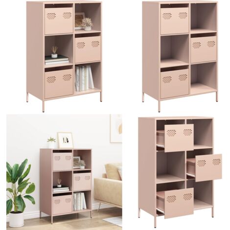 Credenza Rosa 68x39x103,5 cm in Acciaio - Credenza rosa - Credenza con cassetto