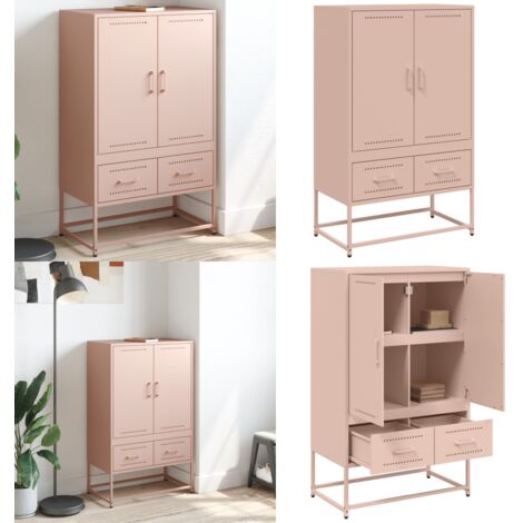 Credenza Rosa 68x39x111,5 cm Acciaio - Credenza rosa - Credenza moderna