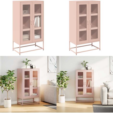 Credenza Rosa 68x39x123 cm in Acciaio - Credenza rosa - Credenza con ante