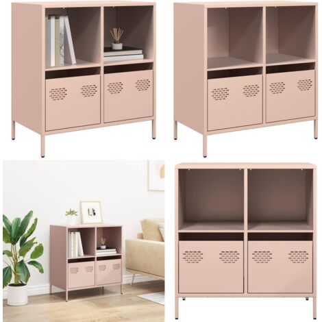 Credenza Rosa 68x39x73,5 cm in Acciaio Laminato a Freddo - Credenza in Acciaio - Credenza con Cassetti