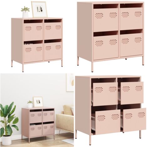 Credenza Rosa 68x39x73,5 cm in Acciaio Laminato a Freddo - Credenza in Acciaio - Credenza Decorativa