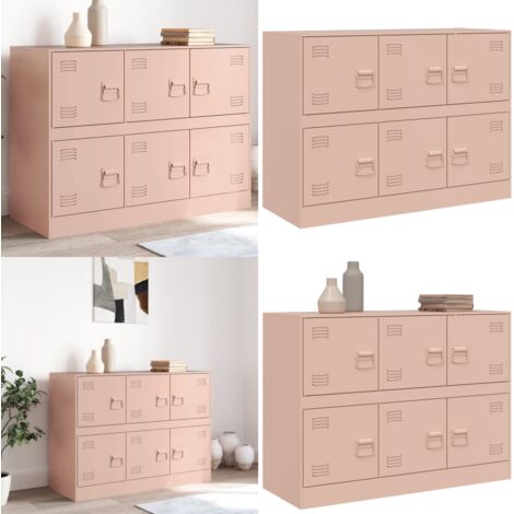 Credenza Rosa 99x39x73 cm in Acciaio - Credenza rosa - Credenza con ante