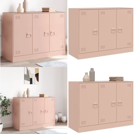 Credenza Rosa 99x39x73 cm in Acciaio - Credenza rosa - Credenza con maniglie