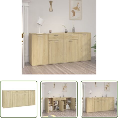 Credenza rovere -  Credenza Rovere Sonoma 160x36x75 cm in Legno Multistrato