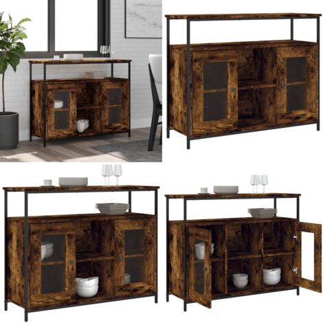 Credenza Rovere Fumo 100x35x80 cm in Legno Multistrato - Credenza in legno - Credenza con piedini regolabili