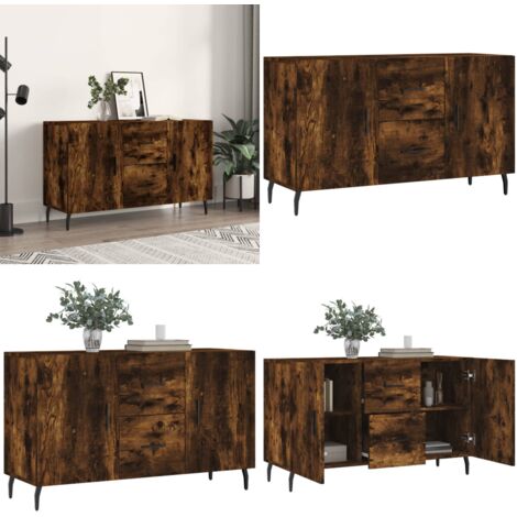 Credenza Rovere Fumo 100x36x60 cm in Legno Multistrato - Credenza moderna - Credenza in legno multistrato
