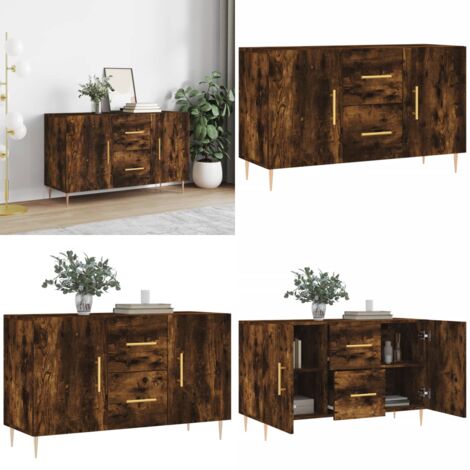 Credenza Rovere Fumo 100x36x60 cm in Legno Multistrato - Credenza moderna - Credenza in legno multistrato