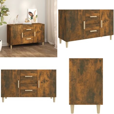 Credenza Rovere Fumo 100x36x60 cm in Legno Multistrato - Credenza rovere - Credenza multistrato
