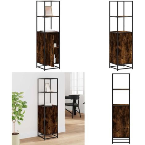 Credenza Rovere Fumo 35,5x35x139 cm Legno Multistrato Metallo - Credenza in metallo - Credenza con maniglia