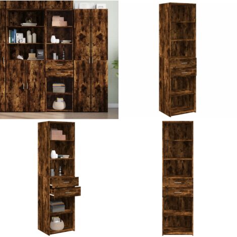 Credenza Rovere Fumo 50x42,5x185 cm in Legno Multistrato - Credenza in legno multistrato - Credenza moderna