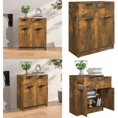 Credenza Rovere Fumo 60x30x70 cm in Legno tecnico - Credenza moderna - Credenza in legno multistrato