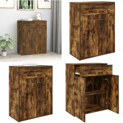 Credenza Rovere Fumo 60x30x75 cm in Legno Multistrato - Credenza rovere - Credenza multistrato