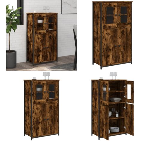 Credenza Rovere Fumo 62x32x106,5 cm in Legno Multistrato - Credenza moderna - Credenza in metallo