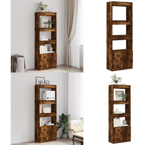 Credenza Rovere Fumo 63x33x180 cm in Truciolato - Credenza rovere fumo - Credenza per soggiorno