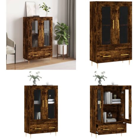 Credenza Rovere Fumo 69,5x31x115 cm in Legno Multistrato - Credenza moderna - Credenza in legno multistrato