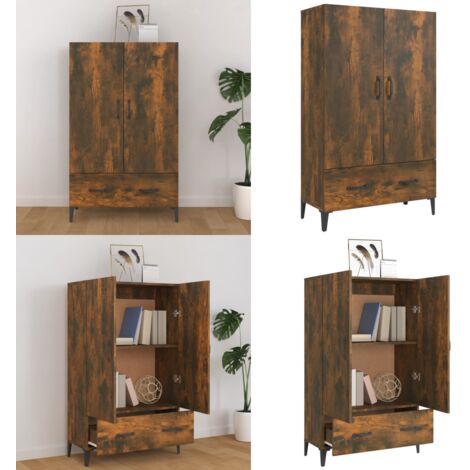Credenza Rovere Fumo 70x31x115 cm in Legno Multistrato - Credenza in legno multistrato - Credenza in legno fumo