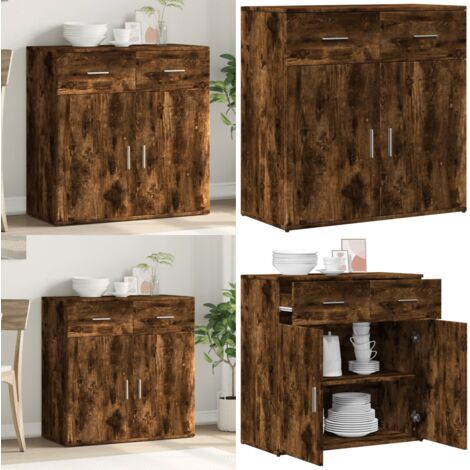 Credenza Rovere Fumo 79x38x80 cm in Legno Multistrato - Credenza multistrato - Credenza in legno multistrato