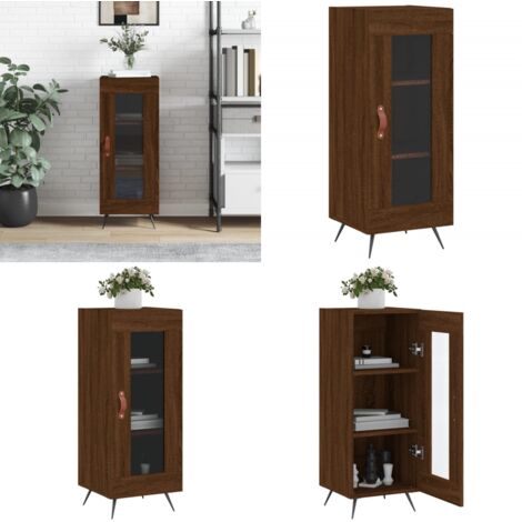 Credenza Rovere Marrone 34,5x34x90 cm in Legno Multistrato - Credenza marrone - Credenza con ante in vetro